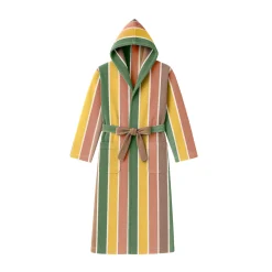 Accappatoio con cappuccio cotone taglia L/XL righe corallo