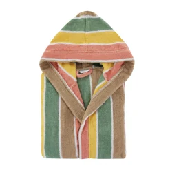 Accappatoio con cappuccio cotone taglia L/XL righe corallo