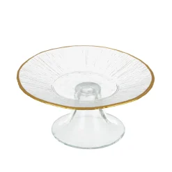 Alzatina dolci vetro bordo oro 21x10 cm