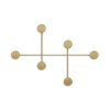 Appendiabiti da parete in metallo 6 ganci oro 82x60x10cm