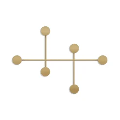Appendiabiti da parete in metallo 6 ganci oro 82x60x10cm