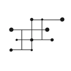 Appendiabiti da parete in metallo 10 ganci nero 112x64x10 cm