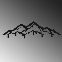 Appendiabiti da parete montagna 80x25 cm nero