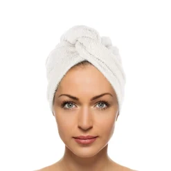 Asciugamano capelli turbante spugna bianco Basik