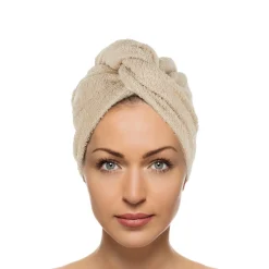Asciugamano capelli turbante spugna tortora Basik