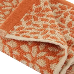 Asciugamano ospite 40x50 cm fiori arancione in cotone