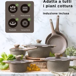 Batteria di pentole antiaderenti 15 pezzi 0 Grassi