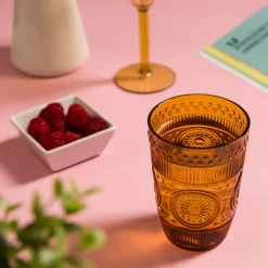 Bicchiere acqua arancione decorato in plastica 430 ml Imperial