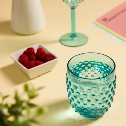 Bicchiere acqua azzurro gocce in plastica 430 ml Dotted