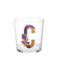 Bicchiere acqua con lettera C in vetro