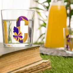 Bicchiere acqua con lettera C in vetro