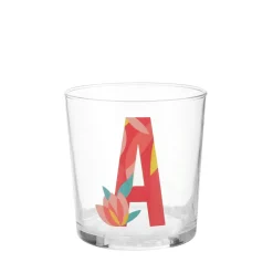 Bicchiere acqua con lettera A in vetro