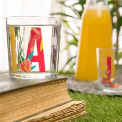 Bicchiere acqua con lettera A in vetro