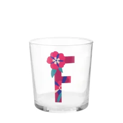 Bicchiere acqua con lettera F in vetro
