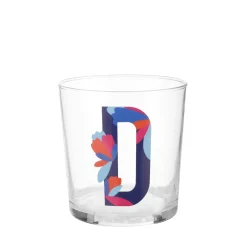 Bicchiere acqua con lettera D in vetro
