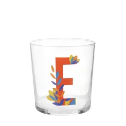Bicchiere acqua con lettera E in vetro
