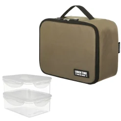 Borsa porta pranzo termica marrone 6 L con 2 contenitori