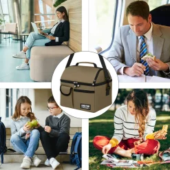 Borsa porta pranzo termica marrone 4 L con tracolla
