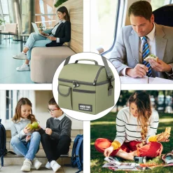 Borsa porta pranzo termica verde 4 L con tracolla