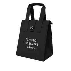 Borsa porta pranzo termica 12 L nero con scritta