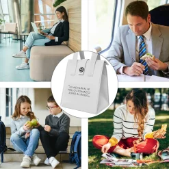 Borsa porta pranzo termica 12 L grigo chiaro con scritta
