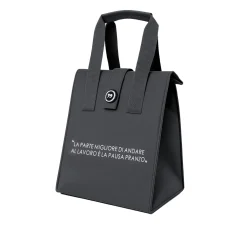 Borsa porta pranzo termica 12 L grigio con scritta