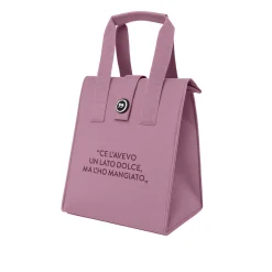 Borsa porta pranzo termica 12 L rosa con scritta