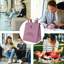 Borsa porta pranzo termica 12 L rosa con scritta