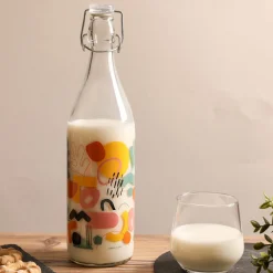 Bottiglia 1 litro in vetro decorato Gioia