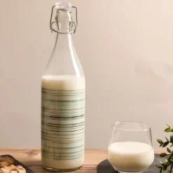 Bottiglia 1 litro in vetro a righe verdi Cosmo