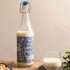 Bottiglia 1 litro in vetro decorato blu Crypto