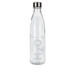Bottiglia acqua vetro 1 L scritta H20 Aqualuxe