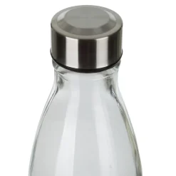 Bottiglia acqua vetro 1 L scritta nera H20 Aqualuxe