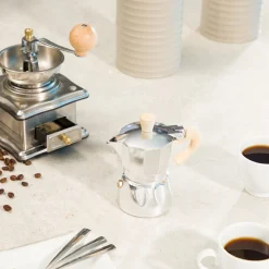 Caffettiera 1 tazza con manico effetto legno