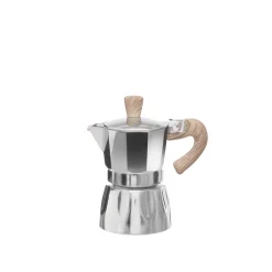 Caffettiera 2 tazze con manico effetto legno