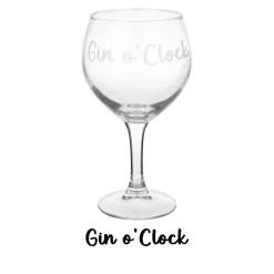 Calice in vetro scritta Gin O' clock 620 ml