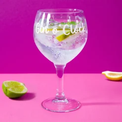 Calice in vetro scritta Gin O' clock 620 ml