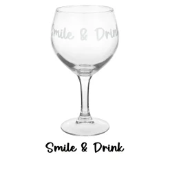 Calice in vetro scritta Smile e drink 620 ml