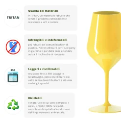 Calice vino in tritan 470 ml giallo