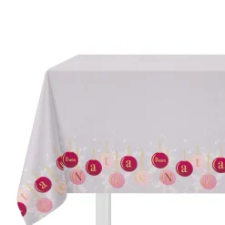 Centrotavola natalizio bianco palline malva