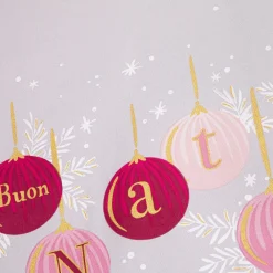 Centrotavola natalizio bianco palline malva