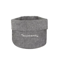 Cestino antracite 20x14x15 cm con scritta in misto cotone