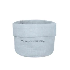 Cestino ottanio 20x14x15 cm con scritta in misto cotone