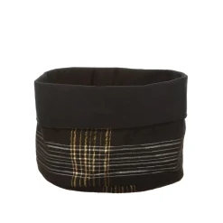 Cesto pane natalizio tartan nero e oro