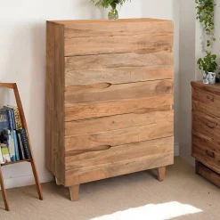 Comò 5 cassetti 81x115x35 cm in legno Maui