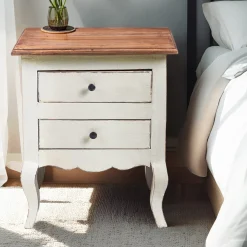 Comodino bianco 2 cassetti 50x60x35 cm