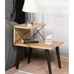 Comodino legno 2 ripiani 50x55x40 cm Cross