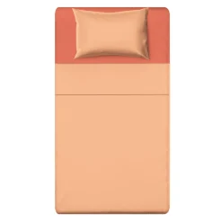 Completo letto 1 piazza e mezza corallo in microfibra