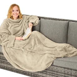 Coperta con maniche crema 130x170 cm