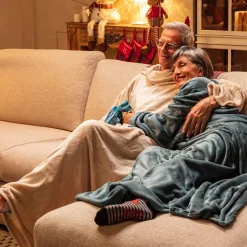 Coperta con maniche crema 130x170 cm